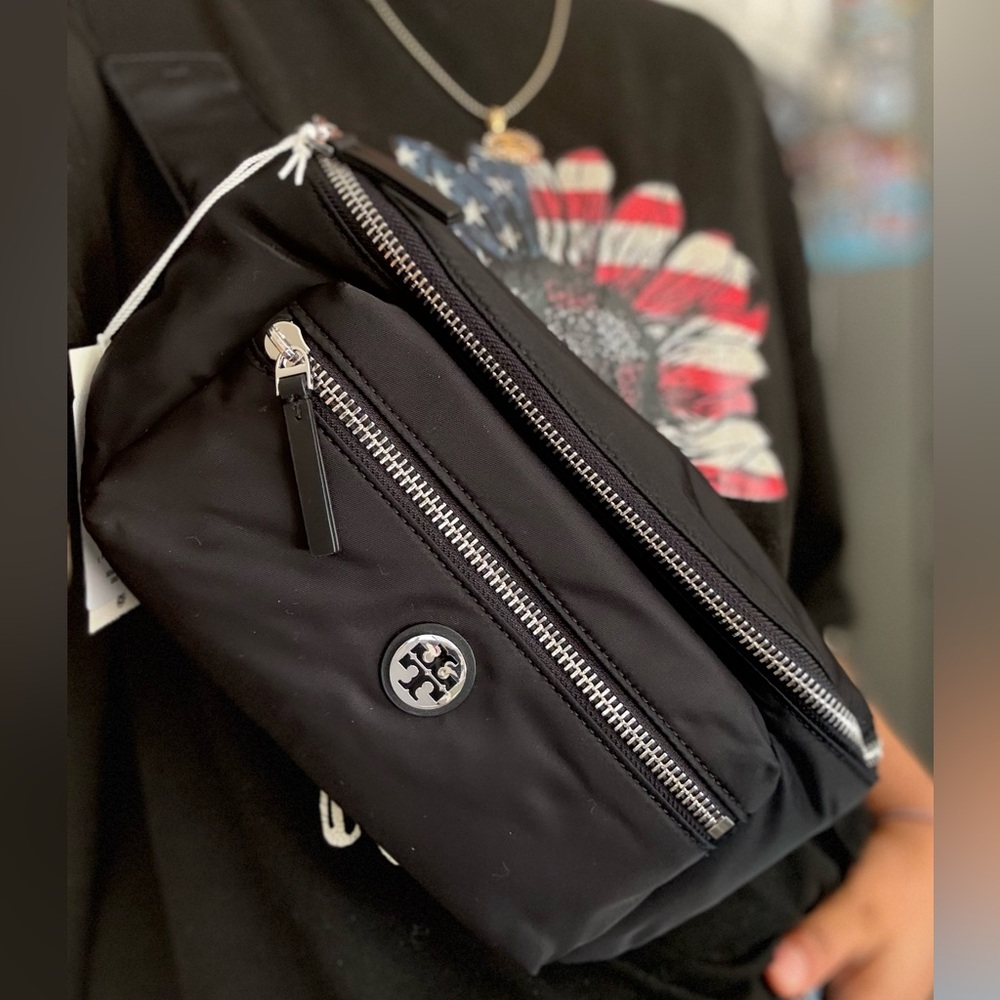 Tory Burch Black Belt Bag with Silver Accents - Picture 7 of 7